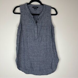 ELLEN TRACY Linen Blend Sleeveless Micro Houndstooth Popover Top Small